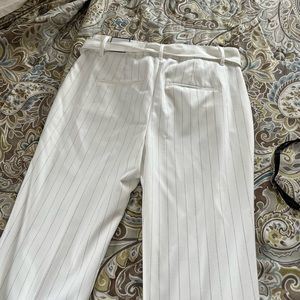 NWT WHBM white pinstripe belted slacks size 4